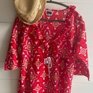 Mudpie top or coverup has drawstring to tighten at waist size S (4-6) like new